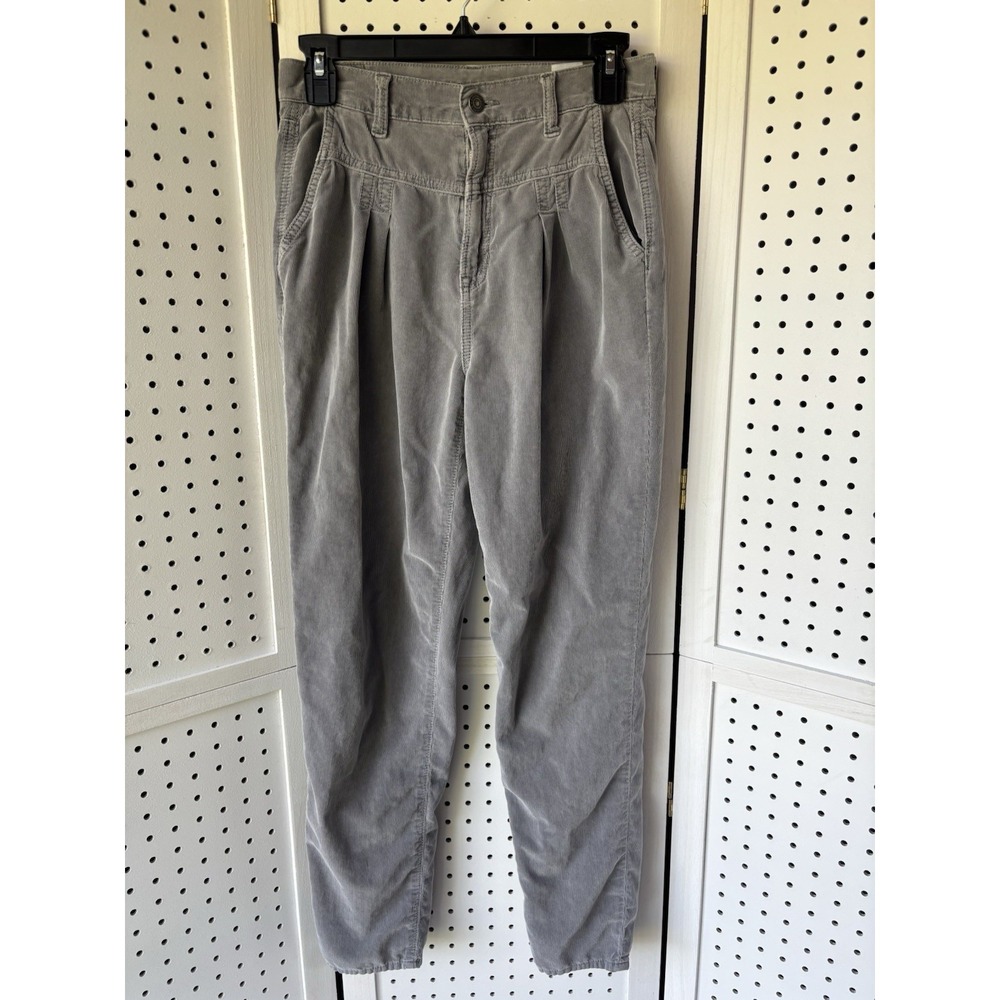 American Eagle Size 2 Reg Women's Gray Ladies Pants Pleated Mom Corduroy